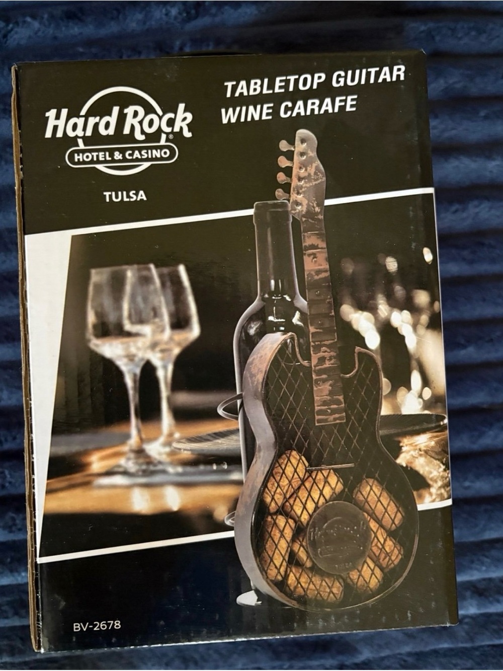Hard Rock Cafe Black and Bronze Guitar Wine Carafe and Wine Stppers